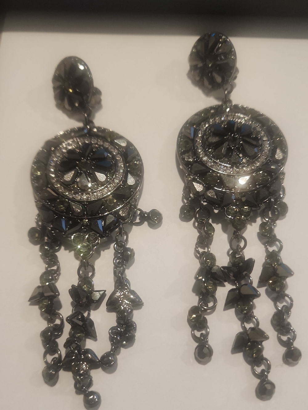 Statement Black Crystal Chandelier Earrings - Women Jewelry